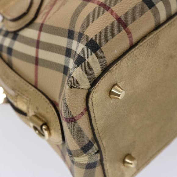 BURBERRY Nova Check Hand Bag PVC Leather Beige Auth yk7516 - Picture 15 of 16